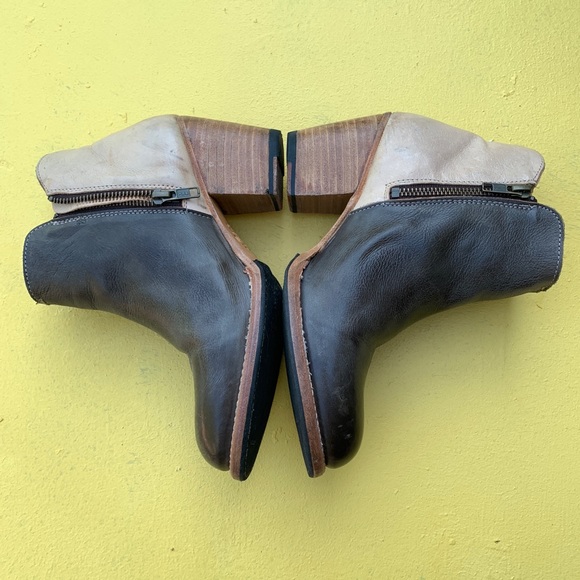BED STU Isla two toned leather ankle booties boots heels 8.5 distressed - Picture 4 of 12